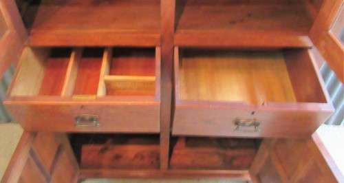 WOW BEEN TOLD THIS IS A ANTIQUE DRS CUPBOARD IT IS REAL SHOW STOPPER FINISHED IN BURMESE TEAK