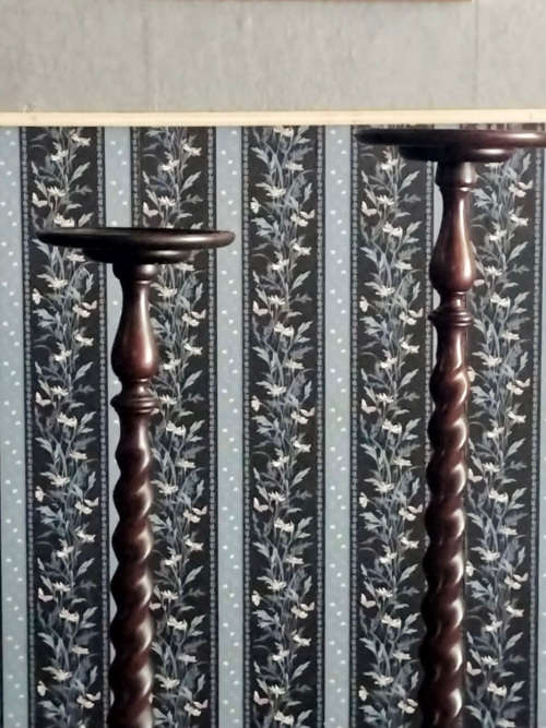 Antique Pair barley twist Plant/Lamp Stands.