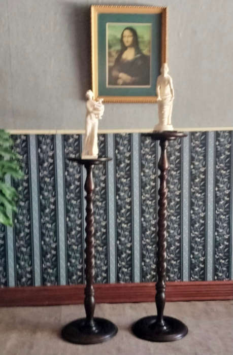 Antique Pair barley twist Plant/Lamp Stands.