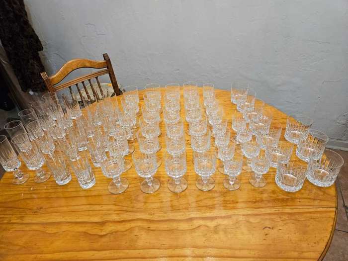 67 PC Retro Mid-Century Crystal Glass Set