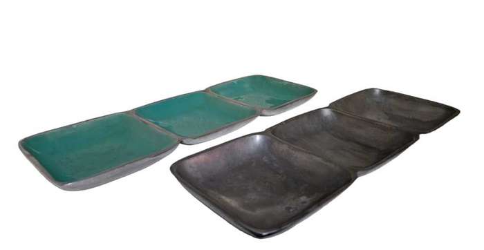 Pair Pewter/Metal Snack Trays