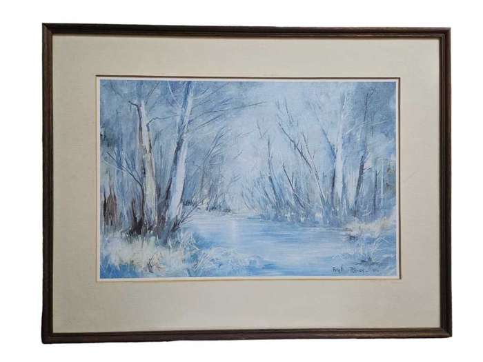 Landscape Print behind glass by Barb P Coner from 1986