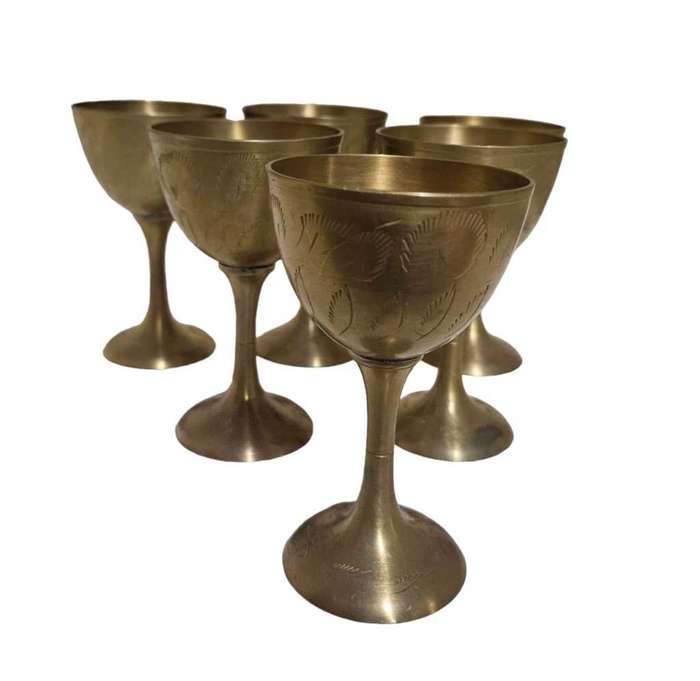 Vintage Set of 6 Brass Goblets