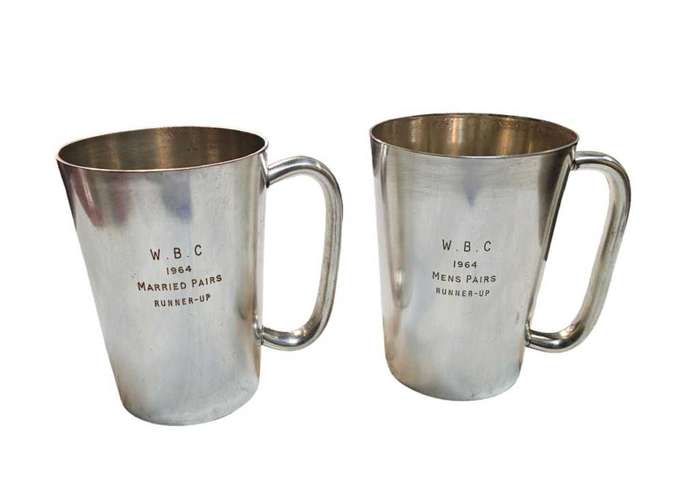 Vintage silver plated beer mugs