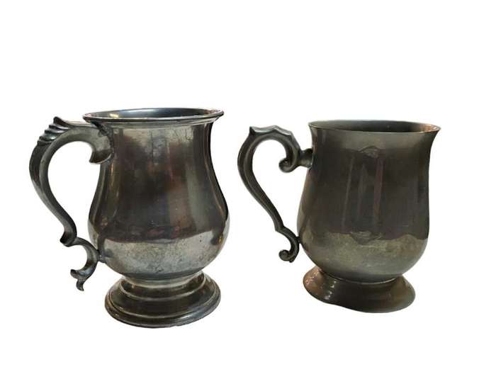 Vintage Pewter Beer Mugs