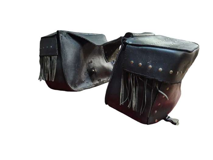 Vintage motorcycle leather saddlebags