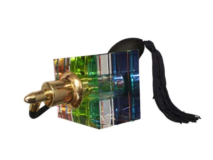 Coloured Crystal Perfume Bottle With Bulb And Tassel Spray