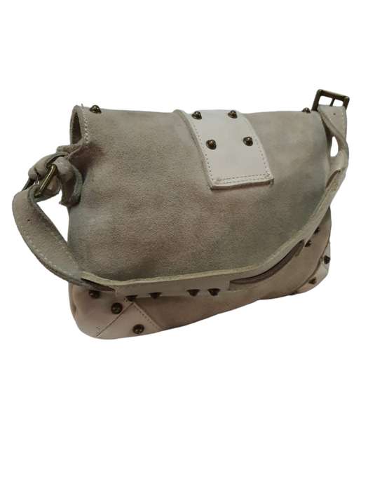 Suede and leather shoulder clutch