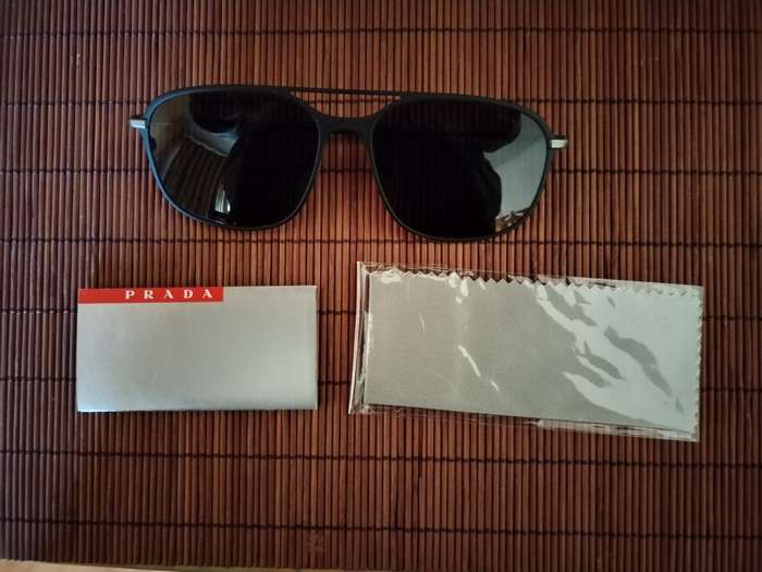 ORIGINAL PRADA LINEA ROSSI BLACK GUN METAL SUNGLASSES