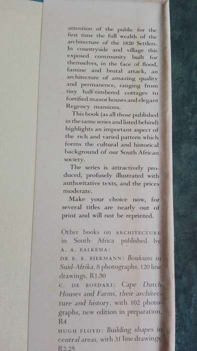 EARLY NINETEENTH CENTURY ARCHITECTURE in SOUTH AFRICA by RONALD LEWCOCK