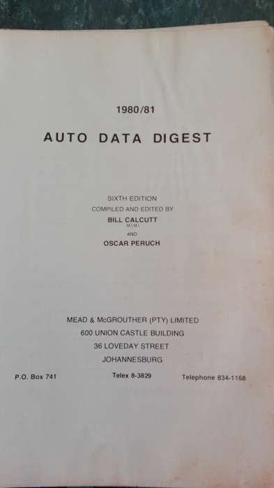 AUTO DATA DIGEST 80/81 by Meade & McGrouther