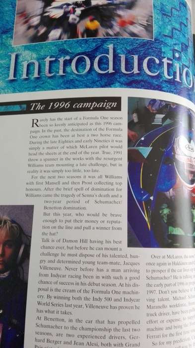 FORMULA ONE YEAR BOOK 1995 /1996  Mark Venables (includes a Chapter on South African Motorsport )