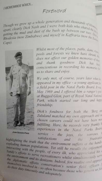 I REMEMBER WHEN A LIFETIME with a GAME RANGER by DICK NASH ( wildlife game reserve )