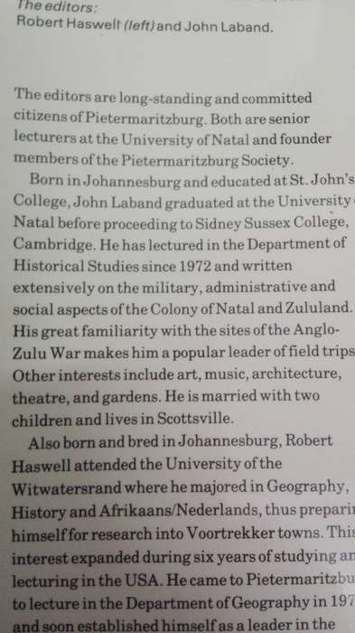 PIETERMARITZBURG 1838 -1988 Edited by J LABAND and R HASWELL