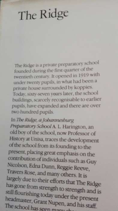 THE RIDGE A JOHANNESBURG PREPARATORY SCHOOL ANDREW HARRINGTON