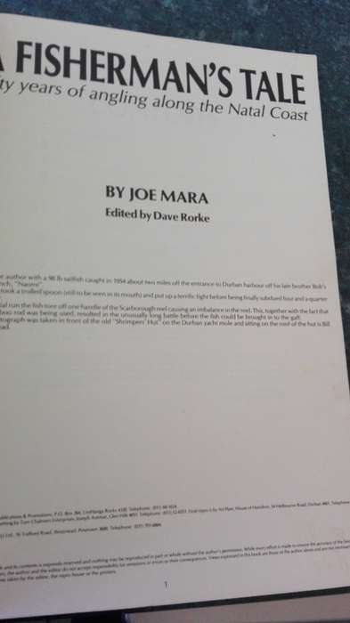 A FISHERMAN'S TALE by JOE MARA Fifty Years of Angling along the Natal Coast ( Book - Scarce)