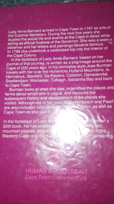 IN THE FOOTSTEPS OF LADY ANNE BARNARD JOSE BURMAN