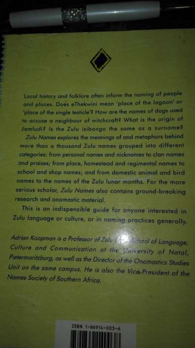 ZULU NAMES ADRIAN KOOPMAN ( Meanings  behind Zulu Names )