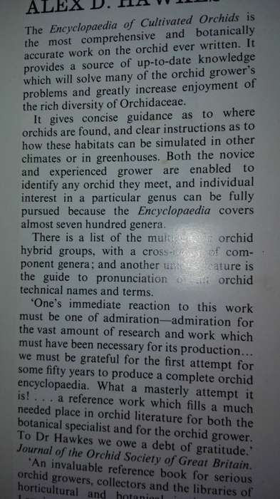 ENCYCLOPAEDIA OF CULTIVATED ORCHIDS ALEX D HAWKES