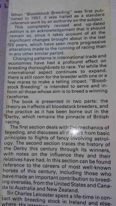 BLOODSTOCK BREEDING SIR CHARLES LEICESTER