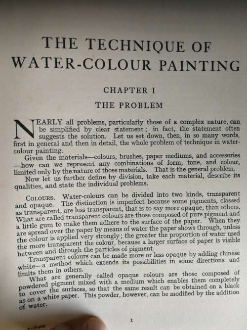 THE TECHNIQUE of WATER-COLOUR Painting by L RICHMOND and J LITTLEJOHNS 1948  ( art water colour )