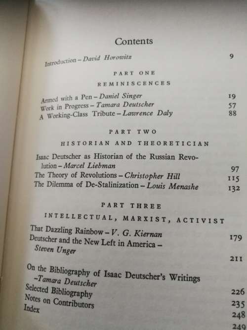 ISAAC DEUTSCHER The Man and his Work Edited by DAVID HOROWTCH   ( historian and Marxist 1971 )