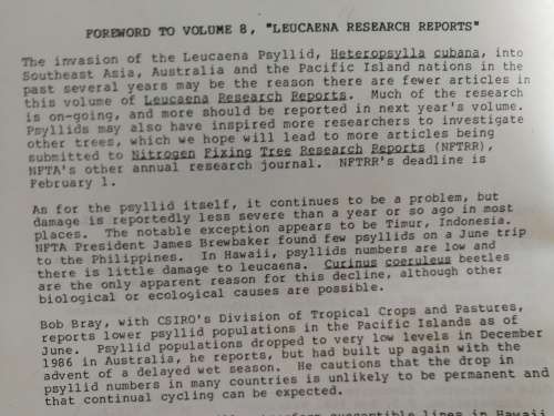 LEUCAENA RESEARCH REPORTS Vol 1987  Publication of the Nitrogen Fixing Tree Association trees botany
