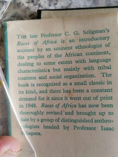 RACES OF AFRICA C G SELIGMAN Third Edition 1959