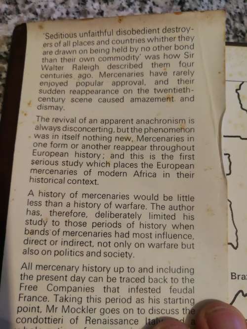 MERCENARIES ANTHONY MOCKLE ( Where bands of mercanaries had most influence  - history - note damage