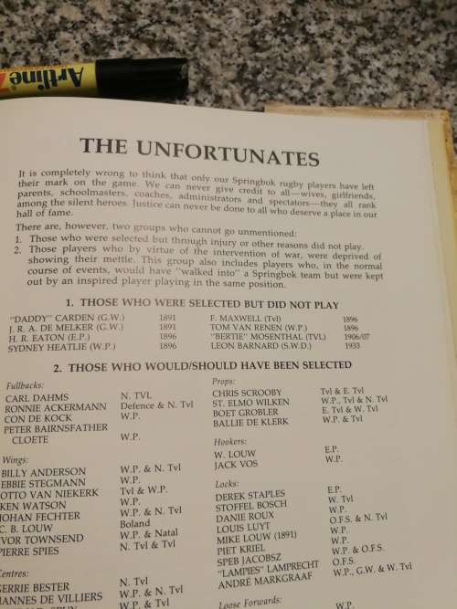DOC CRAVAN`S TRIBUTE THE LEGENDS OF SPRINGBOK RUGBY 1889 - 1989 Editor K CLAYTON
