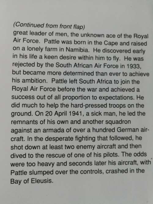 ACE OF ACES M ST J PATTLE Top Scoring Allied Fighter Pilot of WW II E C R BAKER Aviators in Africa