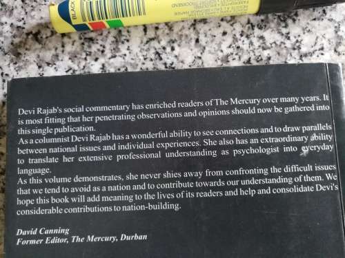 DEVI`S DIARY NO SUBJECT IS TABOO Socio political Commentaries Post Apartheid SA RAJAD  Journalism
