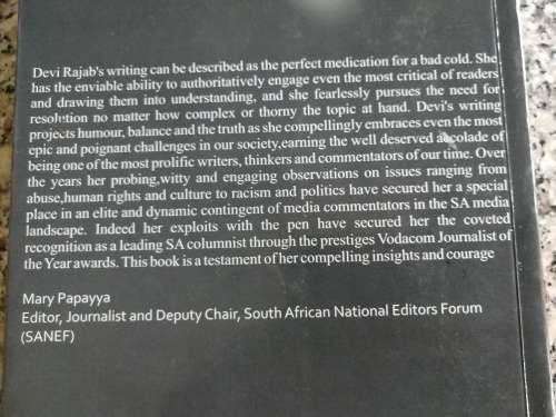 DEVI`S DIARY NO SUBJECT IS TABOO Socio political Commentaries Post Apartheid SA RAJAD  Journalism