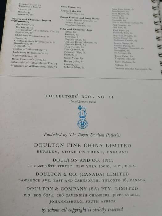 ROYAL DOULTON COLLECTORS BOOK 11 Issued January 1969   ( Pottery  )