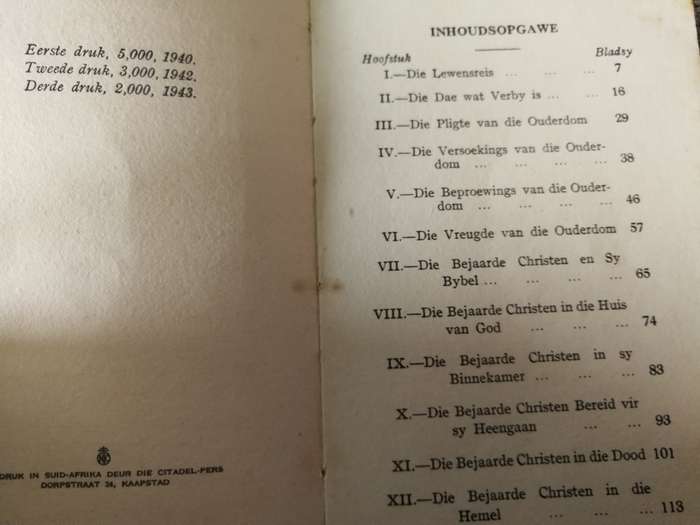DIE LAASTE SKOF Deur `n MEDEREISIGER  `n Boekie vir Ouers van Dae Derde Druk 1943