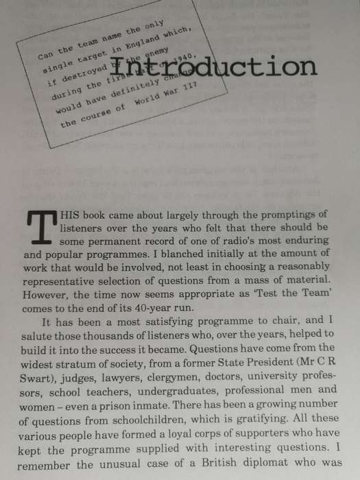 THE PERM BOOK OF TEST THE TEAM edited by DEWAR McCORMACK (Quiz questions and answers gen. knowledge