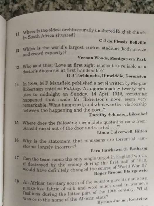 THE PERM BOOK OF TEST THE TEAM edited by DEWAR McCORMACK (Quiz questions and answers gen. knowledge