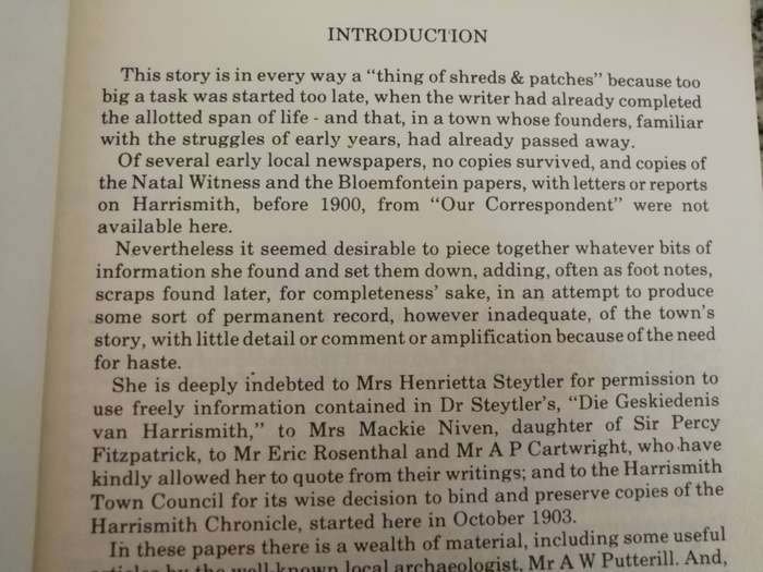 The Story of Harrismith 1849-1920 by E B Hawkins a reading copy - note condition