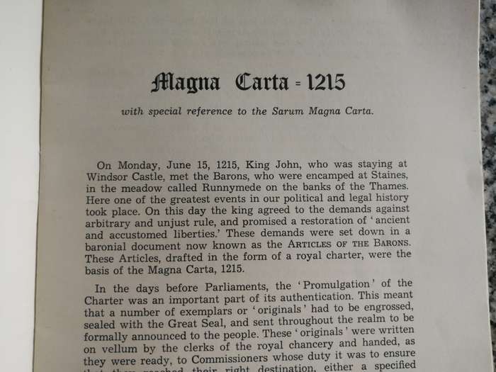 THE SARUM MAGNA CARTA  1215 A History of the Document and a Guide to its translation ELSIE SMITH