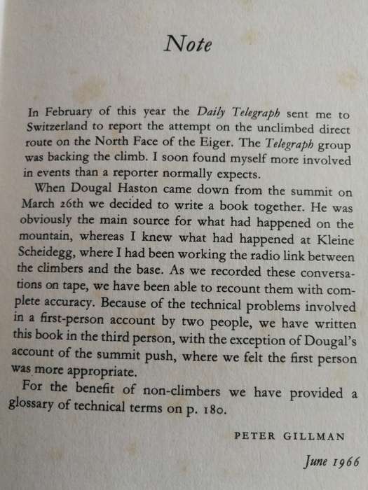EIGER DIRECT PETER GILLMAN and DOUGAL HESTON 1966 (  Mountaineering mountain climbing