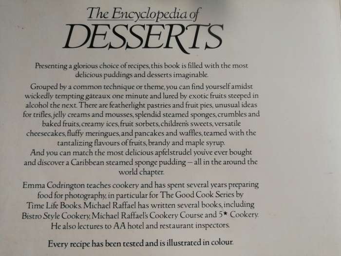 THE ENCYCLOPEDIA OF DESSERTS EMMA CODRINGTON MICHAEL RAFFAEL ( puddings  food )