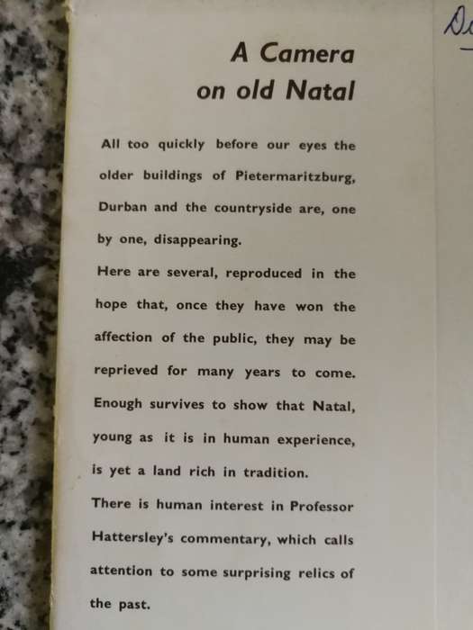 A CAMERA ON OLD NATAL ALAN F HATTERSLEY  1960 (  old buildings )