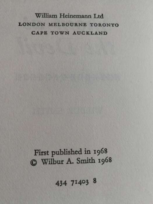 WILBUR SMITH SHOUT AT THE DEVIL  HEINEMAN 1978 First Edition 1968
