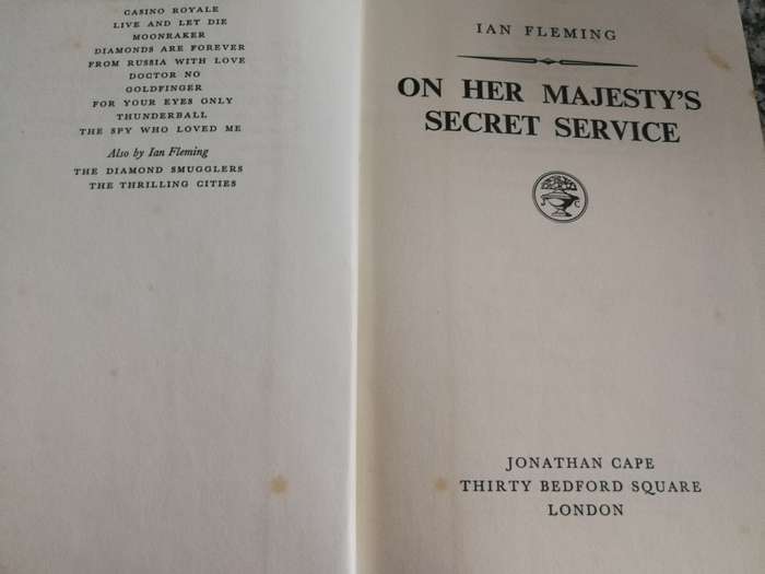 ON HER MAJESTY`S SECRET SERVICE IAN FLEMING Jonathan Cape First Edition Fifth Imp. 1963