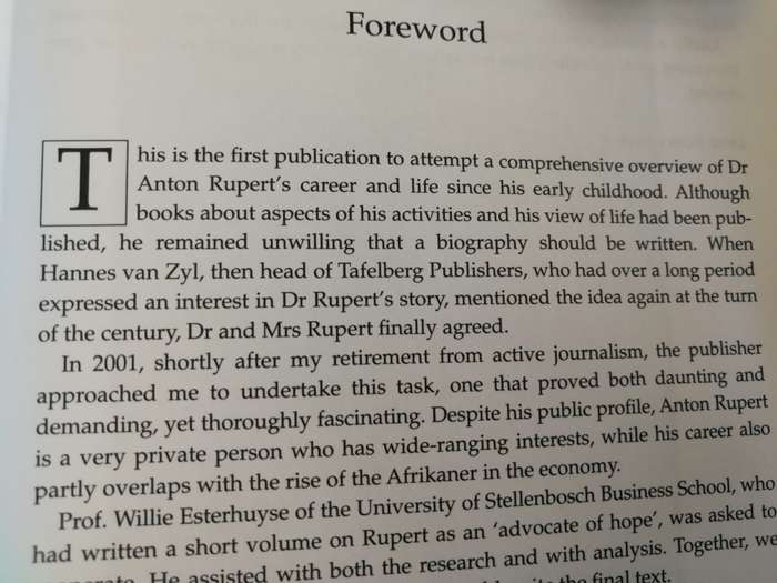 ANTON RUPERT A BIOGRAPHY EBBE DOMMISSE IN COOPERATION WITH WILLIE ESTERHUYSE