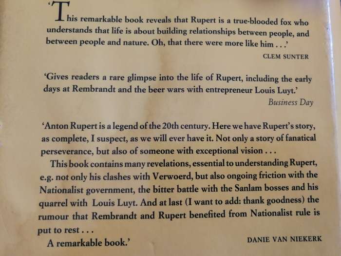 ANTON RUPERT A BIOGRAPHY EBBE DOMMISSE IN COOPERATION WITH WILLIE ESTERHUYSE