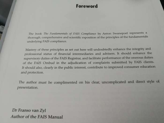 FUNDAMENTALS OF FAIS COMPLIANCE Financial Advisory & Intermediary Services ANTON SWANEPOEL Insurance