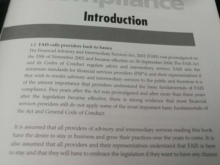 FUNDAMENTALS OF FAIS COMPLIANCE Financial Advisory & Intermediary Services ANTON SWANEPOEL Insurance