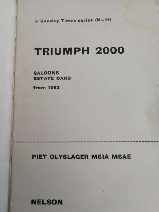 TRIUMPH 2000 Saloons Estate Cars from 1963 P OLYSLAGER MOTOR MANUALS Number 99
