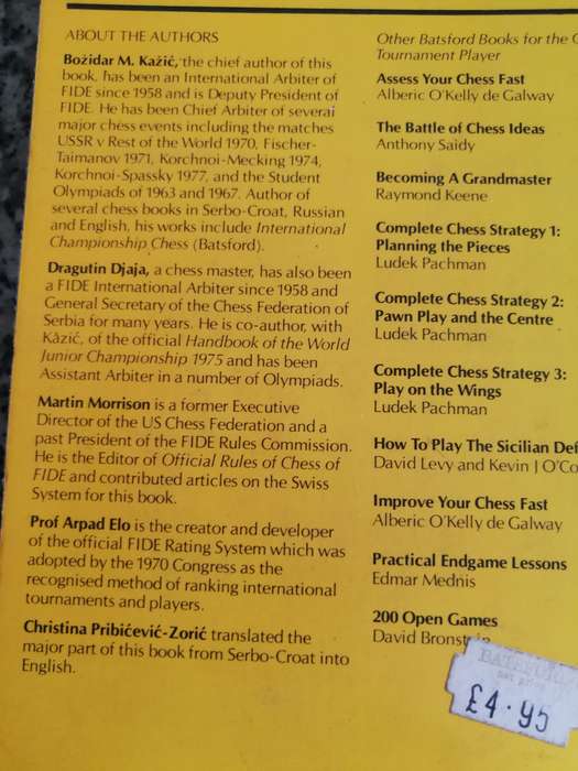 THE CHESS COMPETITOR`S HANDBOOK  BOZIDAR M KAZIC